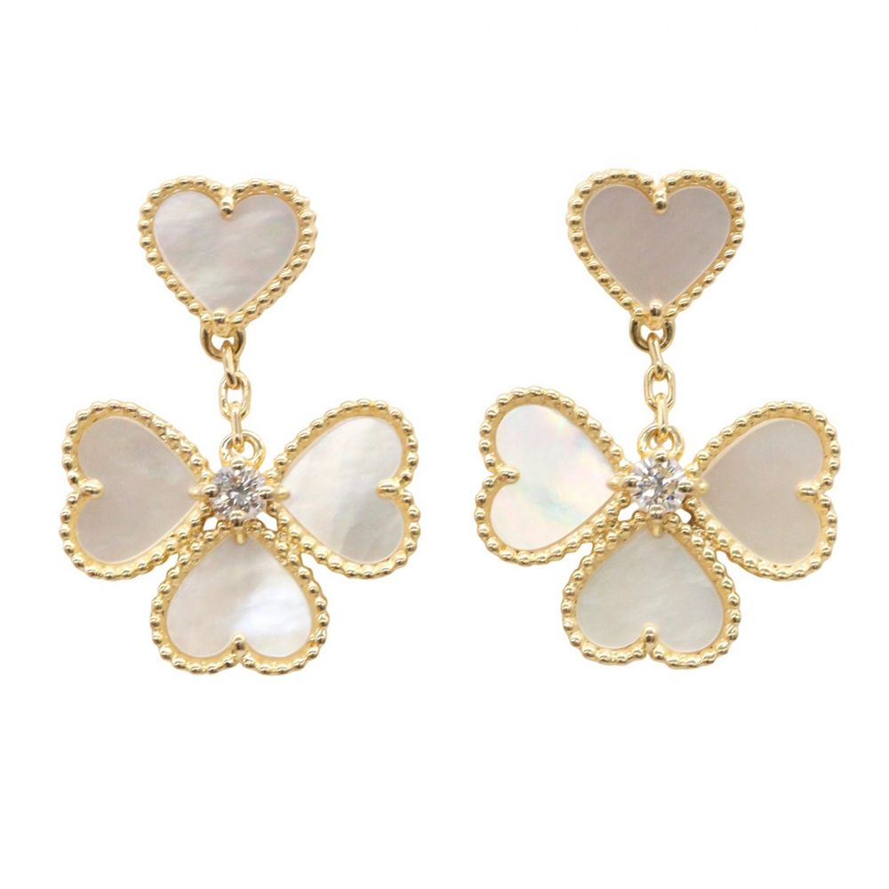 [Pre-owned] Van Cleef & Arpels Earrings Sweet Alhambra Effiage Mother of Pearl K18 (Yellow Gold) Sweet Alhambra Effiage Mother of Pearl