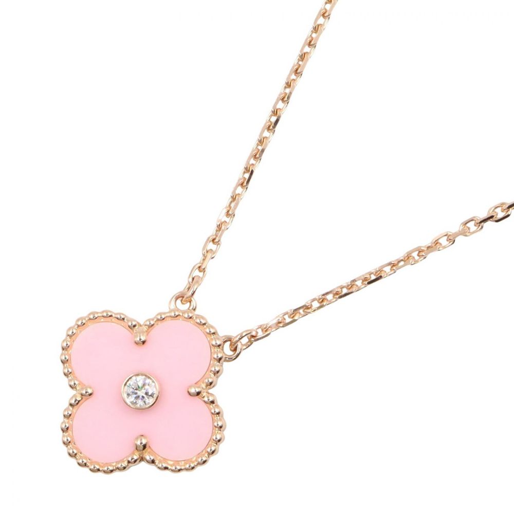 [Pre-owned] Van Cleef & Arpels Vintage Alhambra Pink Sable 1PD Necklace, Neck Circumference 37/41.5cm, K18PG (Pink Gold), Diamond