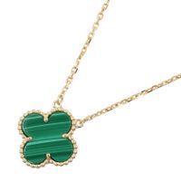 [Pre-owned] Van Cleef & Arpels Vintage Alhambra Malachite Necklace VCARO9VA00 Neck size 37.5/42cm K18 (Yellow Gold) Vintage Alhambra Malachite Necklace