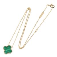 [Pre-owned] Van Cleef & Arpels Vintage Alhambra Malachite Necklace VCARO9VA00 Neck size 37.5/42cm K18 (Yellow Gold) Vintage Alhambra Malachite Necklace