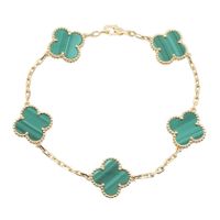 [Pre-owned] Van Cleef & Arpels Vintage Alhambra 5 Motif Malachite Bracelet VCARL80900 Wrist size 17.5cm K18 (Yellow Gold)