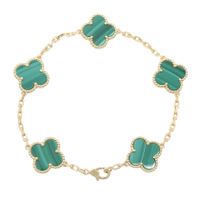 [Pre-owned] Van Cleef & Arpels Vintage Alhambra 5 Motif Malachite Bracelet VCARL80900 Wrist size 17.5cm K18 (Yellow Gold)