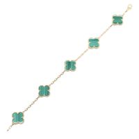[Pre-owned] Van Cleef & Arpels Vintage Alhambra 5 Motif Malachite Bracelet VCARL80900 Wrist size 17.5cm K18 (Yellow Gold)