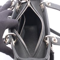 [Pre-owned] Dior Lady Dior Cannage 2-Way Handbag, Matte Black Leather, Women's Tote Bag