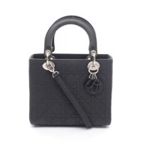 [Pre-owned] Dior Lady Dior Cannage 2-Way Handbag, Matte Black Leather, Women's Tote Bag