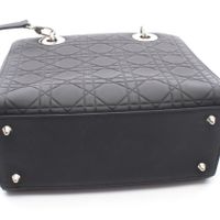 [Pre-owned] Dior Lady Dior Cannage 2-Way Handbag, Matte Black Leather, Women's Tote Bag