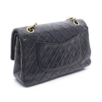 [Pre-owned] Chanel Matelassé Shoulder Bag, Double Flap, Black Lambskin (Sheepskin Leather), Chain Shoulder Bag, Women's.