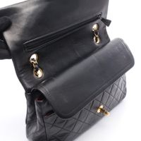 [Pre-owned] Chanel Matelassé Shoulder Bag, Double Flap, Black Lambskin (Sheepskin Leather), Chain Shoulder Bag, Women's.