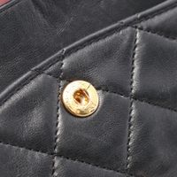 [Pre-owned] Chanel Matelassé Shoulder Bag, Double Flap, Black Lambskin (Sheepskin Leather), Chain Shoulder Bag, Women's.