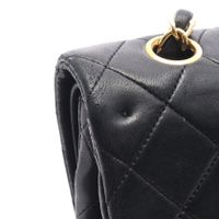 [Pre-owned] Chanel Matelassé Shoulder Bag, Double Flap, Black Lambskin (Sheepskin Leather), Chain Shoulder Bag, Women's.