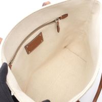 [Used] Prada PRADA Tote Bag MISTOLINO+VITEL 1BG347 Ivory/Beige Canvas Leather Small Linen Blend Tote Bag Women's Used B
