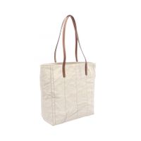 [Used] Prada PRADA Tote Bag MISTOLINO+VITEL 1BG347 Ivory/Beige Canvas Leather Small Linen Blend Tote Bag Women's Used B