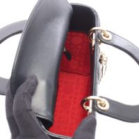 [Pre-owned] Dior My ABCDior Lady Dior Small Cannage 2-Way Handbag, Black Leather, Lady Dior MY ABCDIOL 2-Way Tote Small