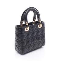 [Pre-owned] Dior My ABCDior Lady Dior Small Cannage 2-Way Handbag, Black Leather, Lady Dior MY ABCDIOL 2-Way Tote Small