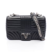 [Used] Prada PRADA Shoulder Bag Diagram Chain Shoulder Bag Medium Black Leather Diagram Chain Shoulder Bag Medium
