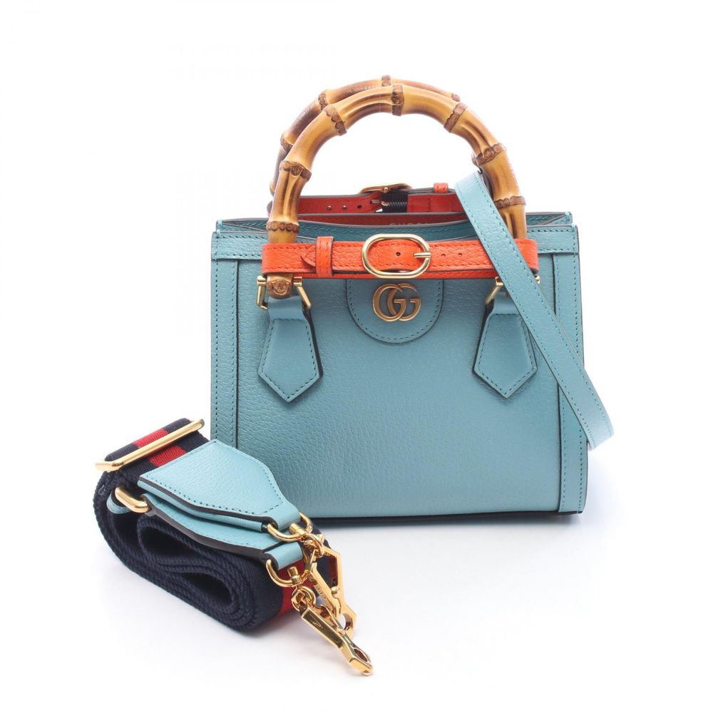[Used] Gucci Diana Mini Bamboo 2-Way Tote Bag 702732 Light Blue Leather Diana Small Women's Used A