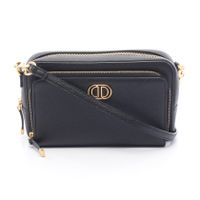 [Used] Dior Shoulder Bag, Caro Double Pouch, Black Leather, Caro Double Pouch Shoulder Bag, Women's, Used A