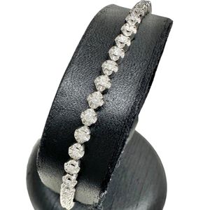 Tennis design diamond 1.00ct bracelet, Pt850 platinum, 11.9g, 18cm, women's. [Used]