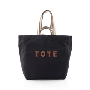 [Used] Anya Hindmarch Household Tote 2WAY Black Canvas Leather Tote Bag for Women Used A
