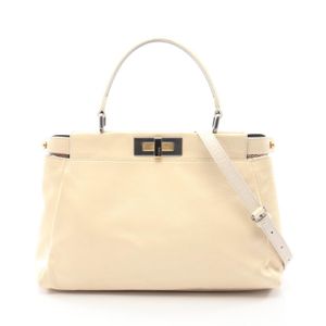 【二手】FENDIPeekaboo 兩用手提包 8BN211 象牙色漆皮中 Peekaboo 兩用單肩包 女士二手 B