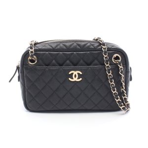 [중고] Chanel 샤넬 숄더백 마틀라세 카메라 케이스 블랙 캐비어 스킨(그레인드 카프) 마틀라세 카메라 백 여성용 Used A