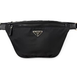 成色極佳 □ PRADA 2VL033 三角形 Logo Re-Nylon Saffiano 皮革斜背包/腰包 黑色 義大利製造 男士 零售價 ¥247,500