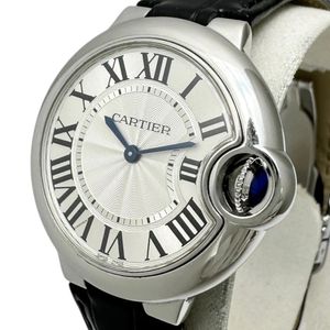 Cartier 발롱 블루 W6920086 아날로그 손목시계 스테인리스 스틸/레더 쿼츠 실버 다이얼/블랙 스트랩 여성용 【중고】