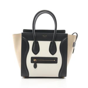 【二手】 CELINE Luggage Micro Shopper 手提包，米色/白色/黑色皮革，三色