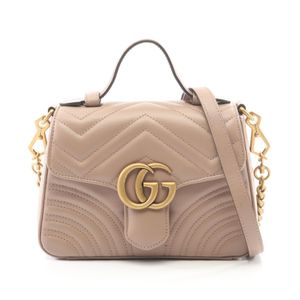 [중고] Gucci 구찌 숄더백 미니 탑 핸들 백 GG 마몬트 2WAY 547260 핑크 베이지 레더 GG 마몬트 미니 탑 핸들 백