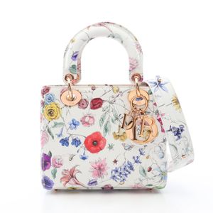 [Pre-owned] Dior handbag, LADY DIOR MY ABCDIOR, Lady Dior Small Florilège, 2-way, white/multi leather.
