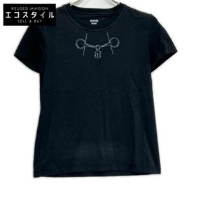 Hermes 24AW 4H4643DA Black Cartouche Mall Short Sleeve Cutsew 34 [Used]