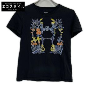 Hermes 24SS 4E4629DA Black Cartouche della Cavalleria Short Sleeve Cutsew 36 [Used]