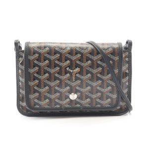 【二手】 GOYARD Plume 手拿包皮夾單肩包 PLUMET PMLTY01CL01P 黑色/ブラウン/白色 PVC塗層帆布皮革 Plume 手拿包皮夾