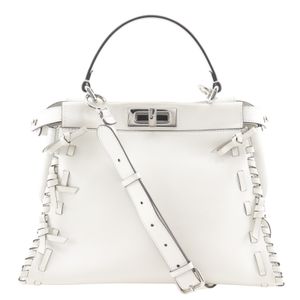 FENDI Peekaboo Medium 手提包 2WAY单肩包 真皮 白色 斜挎、肩背、手提、2way、A5 旋扣 Peekaboo medium 女士【二手】