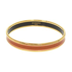 Like New Hermes Email PM Metal Gold Orange Bangle Bracelet 0364 [Pre-owned] HERMES