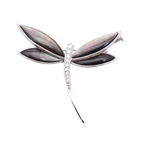 Like New Van Cleef & Arpels Daphne Clip Brooch 750WG/Diamond/Black Shell K18 White Gold Jewelry 0148 [Pre-owned] Van Cleef & Arpels