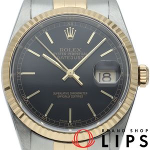 Rolex Datejust Men's Watch 16233(P) K18YG/SS Men's Watch Black Polished 2000 Excellent Condition [Used]