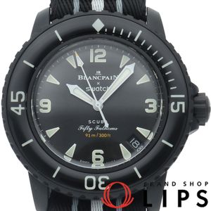 Swatch Blancpain x Swatch Bioceramic Scuba Fifty Fathoms Ocean of Storms S035B400 พร้อมกล่องและใบรับประกัน วัสดุ Bioceramic/Nylon นาฬิกาผู้ชาย สีดำ สภาพใหม่เอี่ยม 【สินค้าใหม่】