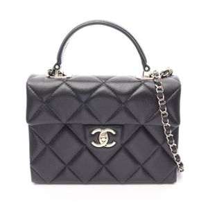 [Pre-owned] Chanel CHANEL Shoulder Bag Matelassé top Handle 2WAY AS4711 Black Caviar Skin (Grained Calf) Matelassé top Handle 2-way Chain Shoulder Bag