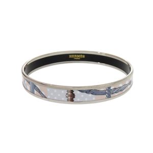 Excellent condition Hermes Email PM Metal Silver Blue Bangle 0489 [Pre-owned] HERMES