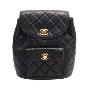 [二手] 香奈兒 CHANEL 背包 馬特拉塞凸紋旋鎖鏈條 黑色 小羊皮 馬特拉塞凸紋雙旋鎖鏈條背包