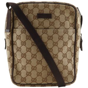 Gucci 古驰 单肩包/斜挎包 122759 GG帆布 棕色 斜挎、单肩、A5 拉链 中性款【二手】