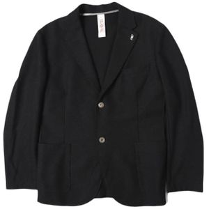 BOB (Bob) Italian-made honeycomb mesh jacket, size 48, BLACK, 2-button, tailored outerwear. (Used) [BOB]