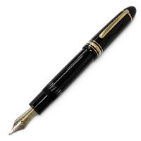 美品□MONTBLANC モンブラン マイスターシュテュック 149 ペン先18K OMニブ キャップ式 希少 万年筆 ブラック ゴールド ドイツ製 メンズ