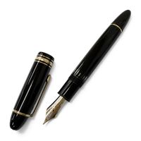美品□MONTBLANC モンブラン マイスターシュテュック 149 ペン先18K OMニブ キャップ式 希少 万年筆 ブラック ゴールド ドイツ製 メンズ