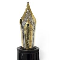 美品□MONTBLANC モンブラン マイスターシュテュック 149 ペン先18K OMニブ キャップ式 希少 万年筆 ブラック ゴールド ドイツ製 メンズ