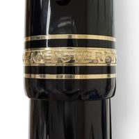 美品□MONTBLANC モンブラン マイスターシュテュック 149 ペン先18K OMニブ キャップ式 希少 万年筆 ブラック ゴールド ドイツ製 メンズ
