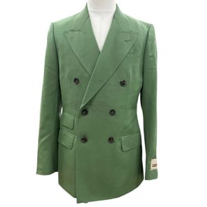 Excellent condition ▼ GUCCI 23AW 747275 100% Wool Peaked Lapel Double-Breasted Tailored Jacket Green Size 46 Made in Italy Authentic Men's