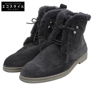 Loro Piana, excellent condition, sheepskin-lined chukka boots, women's shoes, black, actual size approximately 25cm [Used]