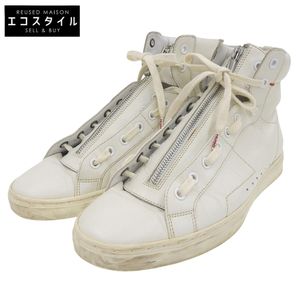 Hugo Boss Center Zip High-Top Sneakers, Men's, White, Size 24cm, Item No. 50272416, Size 39 [Used]